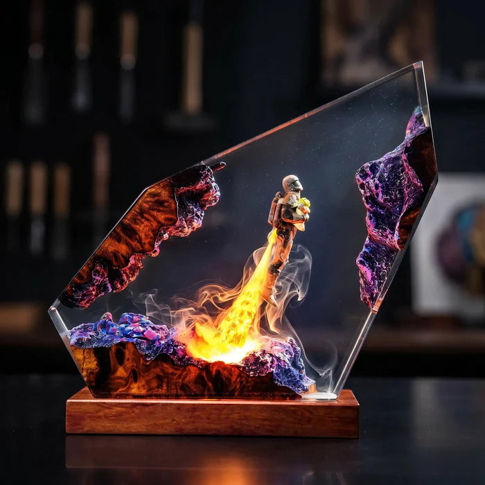 Flying Hunter Resin Lamp