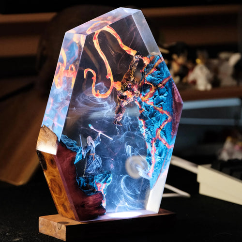 Gandalf and Balrog Resin Lamp